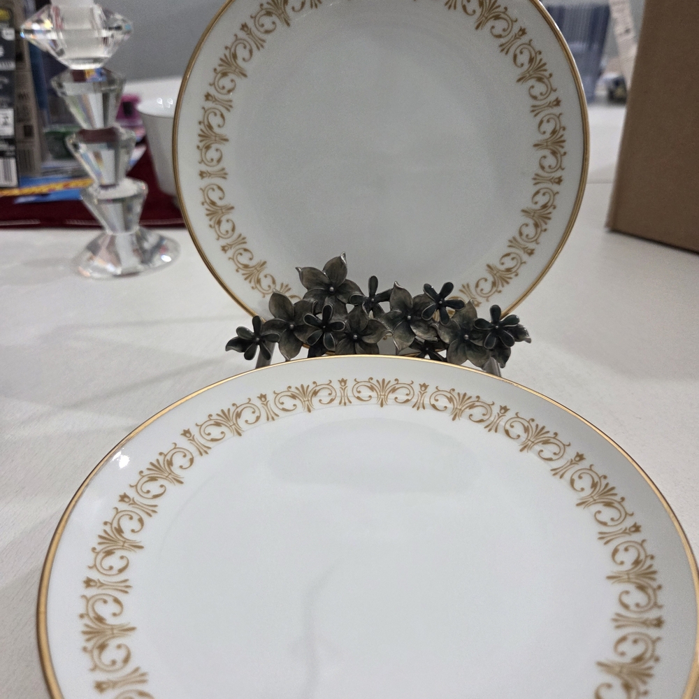 Sheffield Home White and Gold Dinner Plate Set